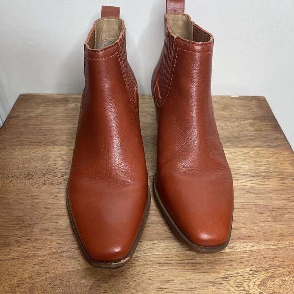 Lucky Brand Idola Boots Women’s 7 Sumac Marbled Napa Leather Square Toe - Picture 2 of 8